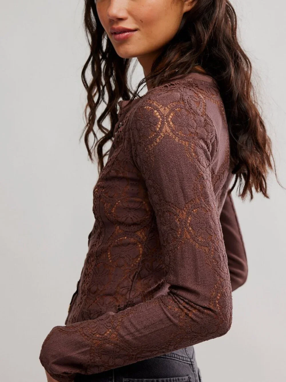 FREE PEOPLE Jae Knit Long Sleeve / Chicory Coffee